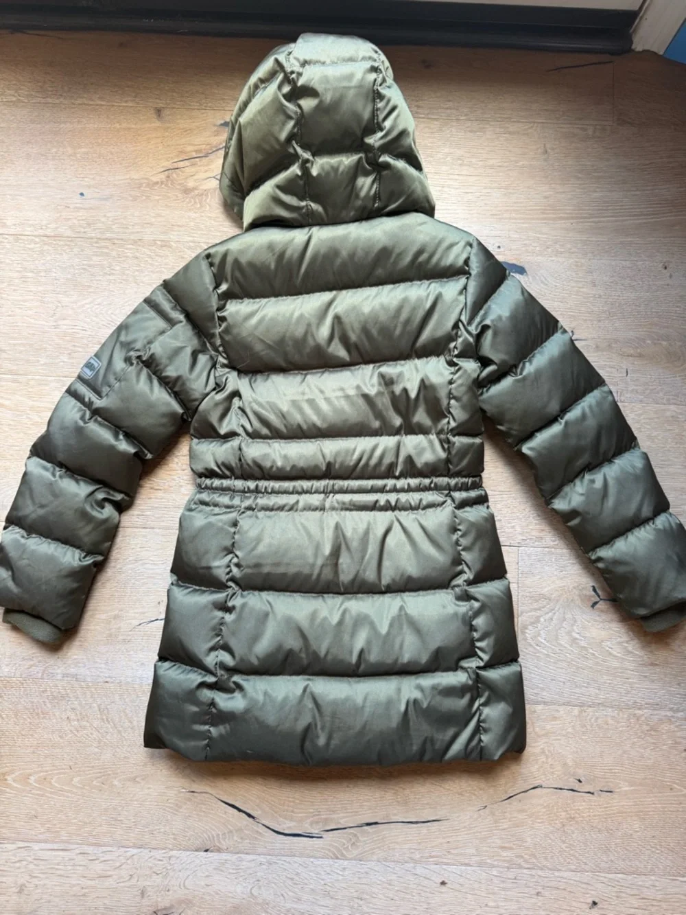 Girls' DOWN Puffer Olive Green Puffer Hooded Coat Sz L /10 great cond PriceFirm!